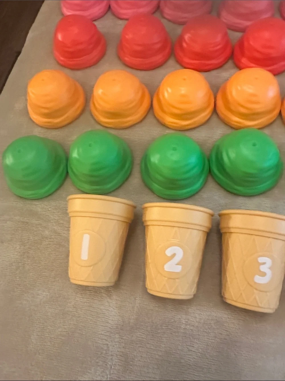 Stackable Colorful Counting Ice Cream Cups - Pink, Blue, Red, Orange, Green